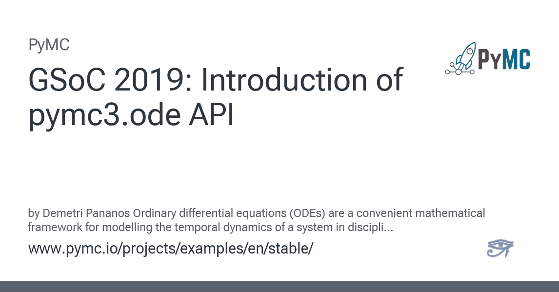 GSoC 2019: Introduction of pymc3.ode API — PyMC example gallery
